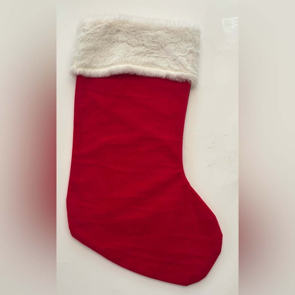 Faux fur and red Christmas stockings 2 total NEW NWT - Picture 4 of 9